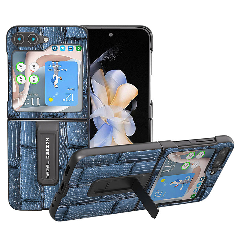 ABEEL til Samsung Galaxy Z Flip5 5G Mahjong Texture Kickstand Cover Ægte kolæder PC-telefontaske ABEEL til Samsung Galaxy Z Flip5 5G Mahjong Texture Kickstand Cover Ægte kolæder PC-telefontaske